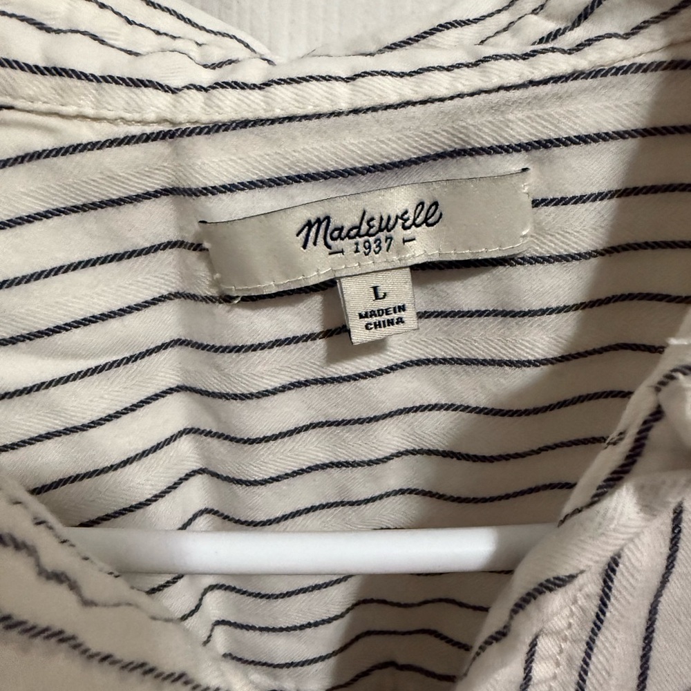 Madewell Cream and Black Striped Crew Neck Sweater